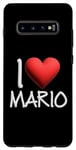 Coque pour Galaxy S10+ I Love Mario Nom personnalisé Homme Guy BFF Friend Cœur