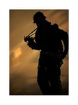 Wee Blue Coo Photo Fire Fighter Fireman Silhouette Wall Art Print