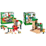 BRIO World Railway Lift & Load Warehouse Set for Kids Age 3 Years Up - Compatible With All Trains and Accessories & World World Train Signal Station for Kids Age 3 Years Up