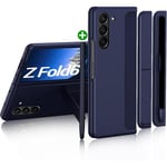 Fodral för Samsung Galaxy Z Fold 6 med S Pen, utbytbart S Pen-hållare & stativ Matt PC Stötsäker Helkropp Robust Fodral blue