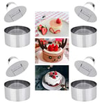 DECARETA 4 PCS Cooking Rings Set with Pusher,Mousse Rings Stainless Steel Cake Circle Cake Mold,Non-Stick Round Food Rings for Cooking Crumpets Eggs Pastry Mousse Desserts-8 * 8 * 4cm