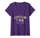 Womens Clifton Park New York - Clifton Park NY Watercolor Logo V-Neck T-Shirt