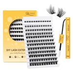 QUEWEL DIY Lash-Extensions Kit MIX10-18mm Lash-Clusters with Bond&Seal Super Hold, Cluster-Lashes and Long Lasting Suitable for Beginners to Complete Cluster Eyelash Extensions at Home(T-F02)