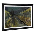 Big Box Art Framed Print of Camille Pissaro Paris, The Boulevard Montmartre at Night Design | Wall Art Picture| Home Decor for Living Room, Bedroom, Office, Black, A2 / 24.5x18 Inch / 62x45cm