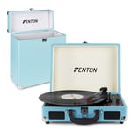 Briefcase Record Player Turntable with Built-in Speakers and Vinyl Case - Blue
