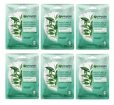 6 x GARNIER MOISTURE + FRESHNESS HYDRATING TISSUE MASK GREEN TEA HYALURONIC ACID