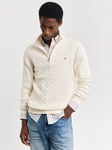 GANT Half-Zip Cotton Cable Knit Jumper, Evening Blue