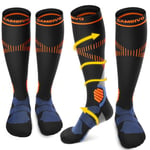 CAMBIVO Bas de Contention Femme Homme 2 Paires, Chaussettes de Compression 15-20 mmHg, Chaussettes Hautes Compression pour Circulation Sanguine Jambes, Voyage Avion, Running, Sport, Ski, Infirmiere