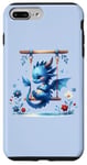 Coque pour iPhone 7 Plus/8 Plus Dragon ludique se balançant dans le jardin sur fond bleu.