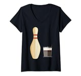 Big Lebowski Bowling Pin Glass Of Whiskey V-Neck T-Shirt