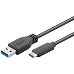 Premium Cord USB-C to USB 3.0 Connection Cable 1 m, up to 5 Gbit/s, USB 3.0/3.1 SuperSpeed Data Cable, USB 3.1 Type C Male to A Male, 3x Shielded, Colour Black, Length 1 m.