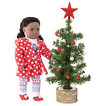 Our Generation BD35166Z OG Christmas w/Lights Merry & Bright – Light-Up Holiday Base – Star Tree Topper & Decorating Ornaments – 18-inch Doll Accessories – Toys for Kids Ages 3 and Up