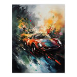 Sports Car Racing Oil Painting For Him Motor Racing Man Cave Unframed Wall Art Print Poster Home Decor Premium