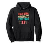 Retro Valentines Day Gender Reveal Eating Chocolate For Two Pullover Hoodie