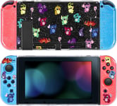 Housse De Protection Pour Switch,Clear Glitter Dockable Hard Coque Switch Lovely Cartoon Protector Shell With 2 Soft Joycon Cover And 2 Capuchon Joystick Switch,Monstres Colorés