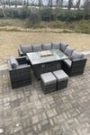 Outdoor Corner Sofa Gas Fire Pit Table Sets Heater Burner 9 Seater