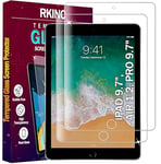 RKINC Verre Trempé [Lot de 2] pour iPad 9,7 Pouces (2018/2017 Modell, 6./5.Generation), iPad Air 1/2, iPad Pro 9,7 Pouces, Film Protection écran, Dureté 9H 0,33 mm HD Glass [sans Bulles d'air]