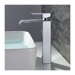 Robinet Salle de Bain Cascade Mitigeur de Lavabo Bec Haut Robinetterie Lavabo en Acier Inox pour Vasque Chromé Design Moderne