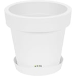 Pot De Fleur Rond Cache Pot 50 X 45,5 Cm En Plastique Blanc Pot De Plantes Pot D?Intérieur Et D?Extérieur