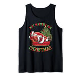 Just Waiting For Christmas Santa Claus Cool Funny Xmas Kids Tank Top