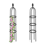 Relaxdays Trellis obélisque, Lot de 2, 100 m de Hauteur, Plantes grimpantes, en métal, Stable, Tour pour Rosier, Noir