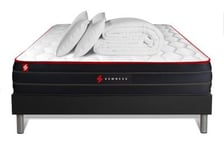 Pack sommier tapissier matelas  Ressorts ensachés et mémoire de forme avec couette et orei