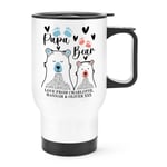 Personalised Papa Bear Travel Mug Cup Handle Dad Fathers Day Grandad Birthday