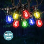 Skylantern - Guirlande Guinguette 30M 30 Bulbes Filament Rouge Bleu Jaune Vert - Guirlande Lumineuse Ampoule E27 Multicolore