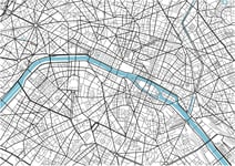 Black and white vector city map of Paris with well organized separated layers