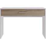 Bureau Grand  Tiroir - Décor blanc et chêne -  L 110 x P 56 x H 81,5 cm