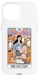 Coque pour iPhone 15 The Cat Lady Carte de tarot rétro Motif chat