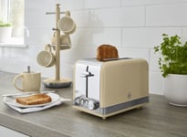 Swan Retro Cream Jug Kettle 2 Slice Toaster Microwave & Canisters Kitchen Set