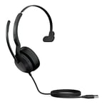 Jabra Evolve2 50 Wired Mono Headset Air Comfort Technology, Noise-cancelling Mics, and Active Noise Cancellation - Works with all Leading UC Platforms such as Zoom and Google Meet - Black