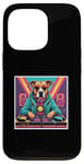 Coque pour iPhone 13 Pro Tourne-disque DJ musique chien mixage vinyles fête graphique