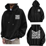 Rolig Fu QR-kod Hoodie, Skämt Rolig Hoodie Unisex, Vinter Tjock Tröja Black L