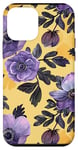 Coque pour iPhone 12 mini Jaune Pop Art Tropical Mignon Violet Esthétique Anémones