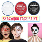 3x18ml Snazaroo Face Paint Black White Red Halloween Make-Up Vampire Water-Based