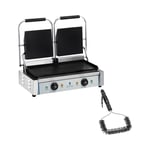 Royal Catering Set dubbel kontaktgrill och grillborste - 2 x 1800 W Slät