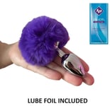 BUNNY TAIL METAL BUTT PLUG 1.6 Inch Plug Purple Fluffy Tail Unisex Sex Toy