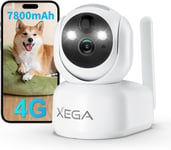 3G/4G Lte Camera Surveillance Interieure Sans Fil Batteries Avec Carte Sim, 2K Ip Caméra Pour Bébé/Animaux, 355° Ptz Camera Vision Nocturne, Ai Pir Détection, Audio Bidirectionnel, Ip65