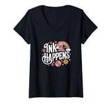 Womens Funny Tattoo Quote Ink Humor Funny Tattoo V-Neck T-Shirt