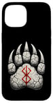 Coque pour iPhone 15 Berserker Ours Pattes d'ours Rune de Berserk Symbole Viking