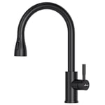 APPASO Black Kitchen Tap, Kitchen Mixer Tap with Pull Out Spray 360° Swivel, Kitchen Sink Tap with 3 Spray Modes, Black Tap for Kitchen I Stainless Steel Black-Double Broom