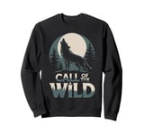 Call of the Wild Howling Wolf Under Full Moon Sweatshirt