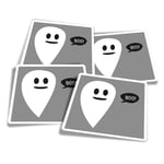 4x Square Stickers 10 cm - BW - Boo Ghost Halloween Cute Quote  #42225