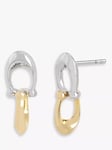 Coach Two Tone Interlocking Signature C Drop Earrings, Silver/Gold