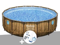 Kit piscine tubulaire ronde Bestway Power Steel avec hublots 4,88 x 1,22 m + Kit d'entretien Deluxe