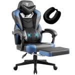 Vigosit Chaise Gaming Pro, Chaise Bureau Ergonomique pour Adulte, Inclinable Fauteuil De Bureau Siege Gaming avec Accoudoirs Repose-Pieds Et Support Lombaire, Mesh Gamer Chair Confortable (Noir Bleu)