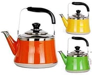 Large Capacity Whistling kettle Fastest Boiling, 304 Stainless Steel Kettle, Gas, Electric, Induction Stove Color Kettle Tea Kettle,Orange,5L