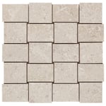 granitkeramik gris fleury bianco (vit) mosaik